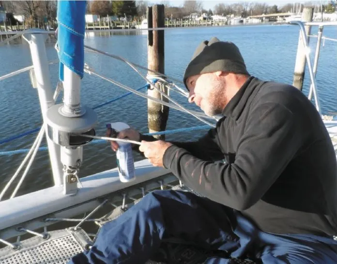 Nikwax Rope Proof was a top pick in our review of after-market line treatments. Dyneema lines also resist freezing.
