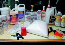 DIY Fairing and Filling Resins and hardeners ready for testing.