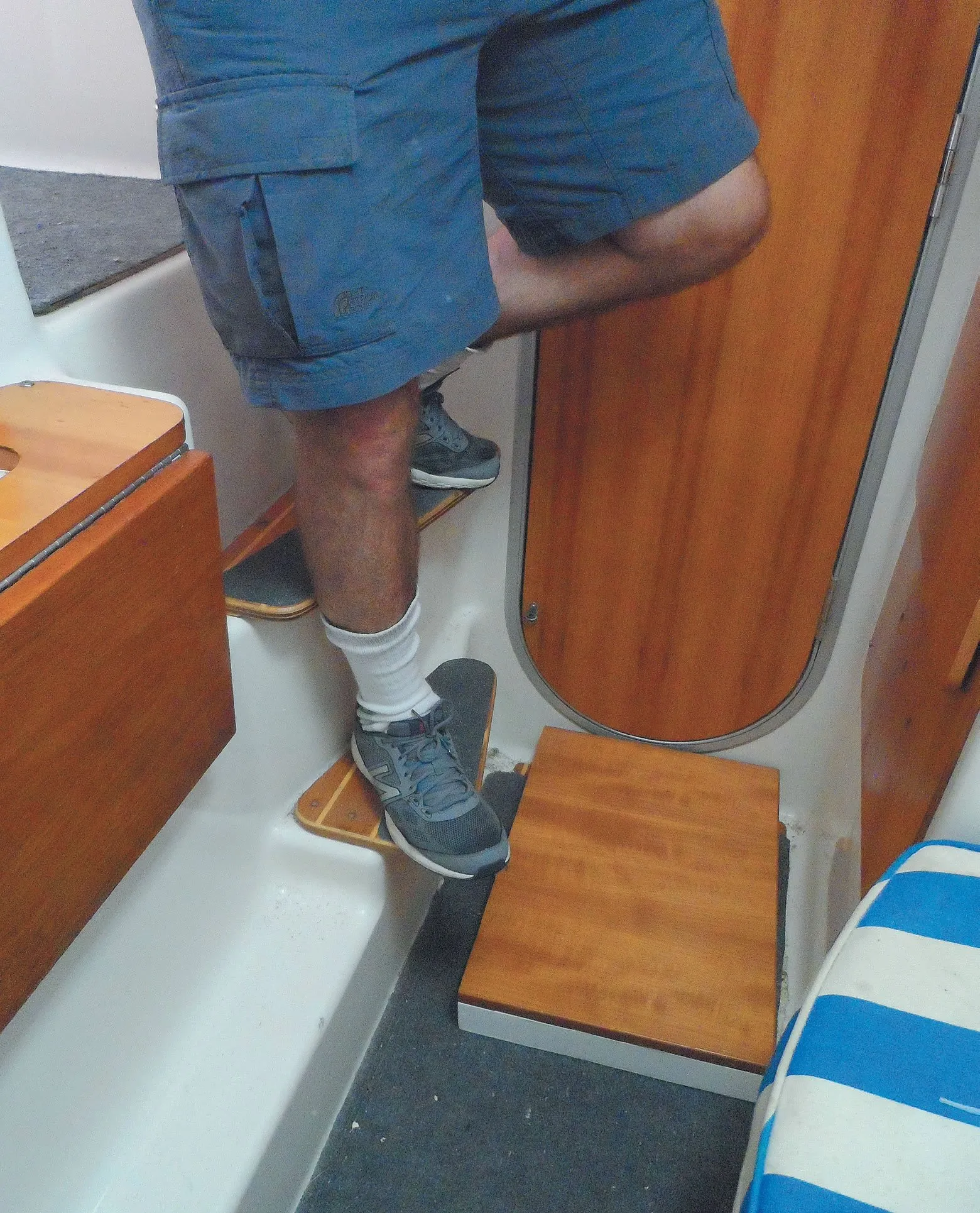 Companionway stairs are a logical first step in a non-slip makeover.