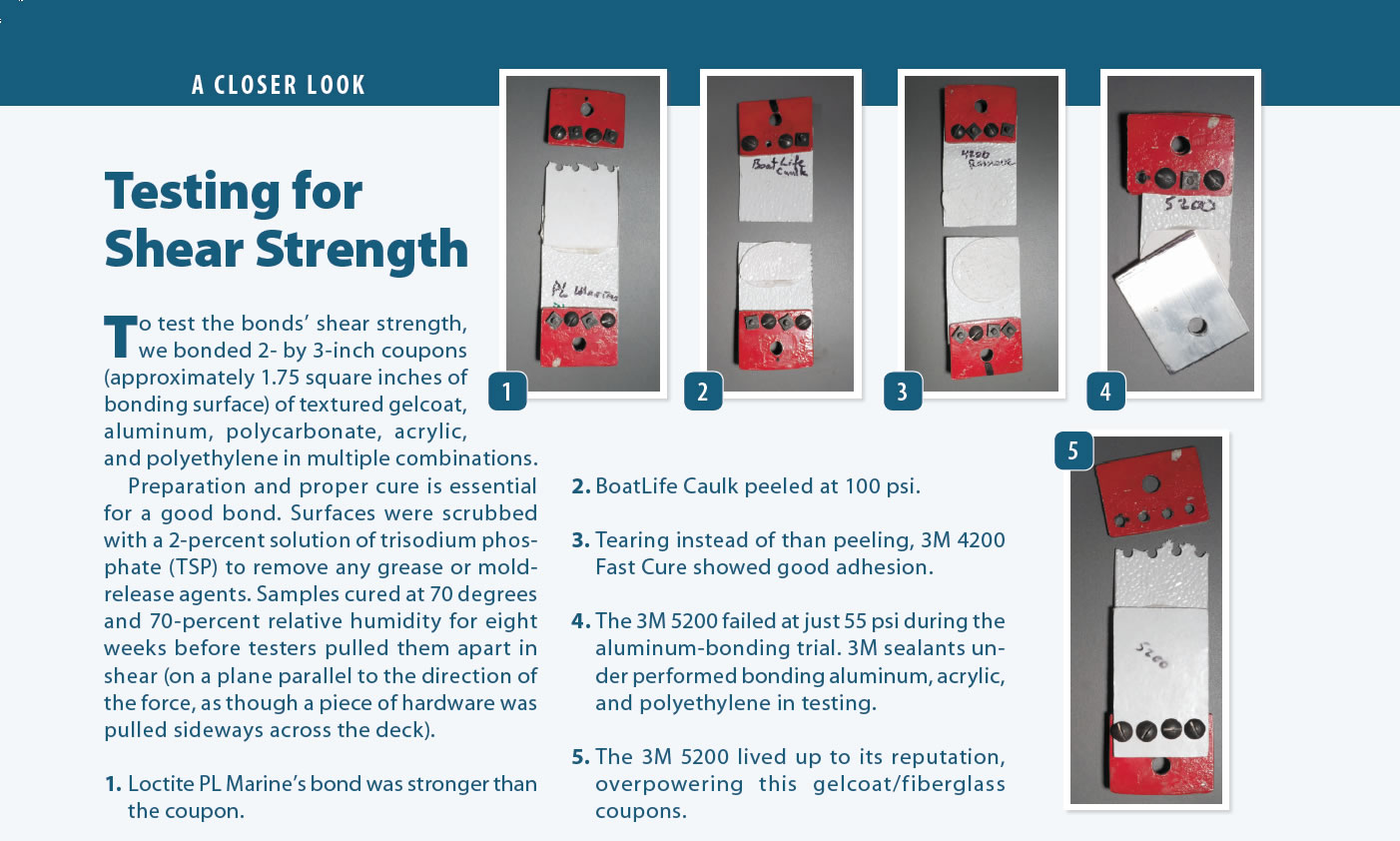 Marine Sealant Adhesion Tests