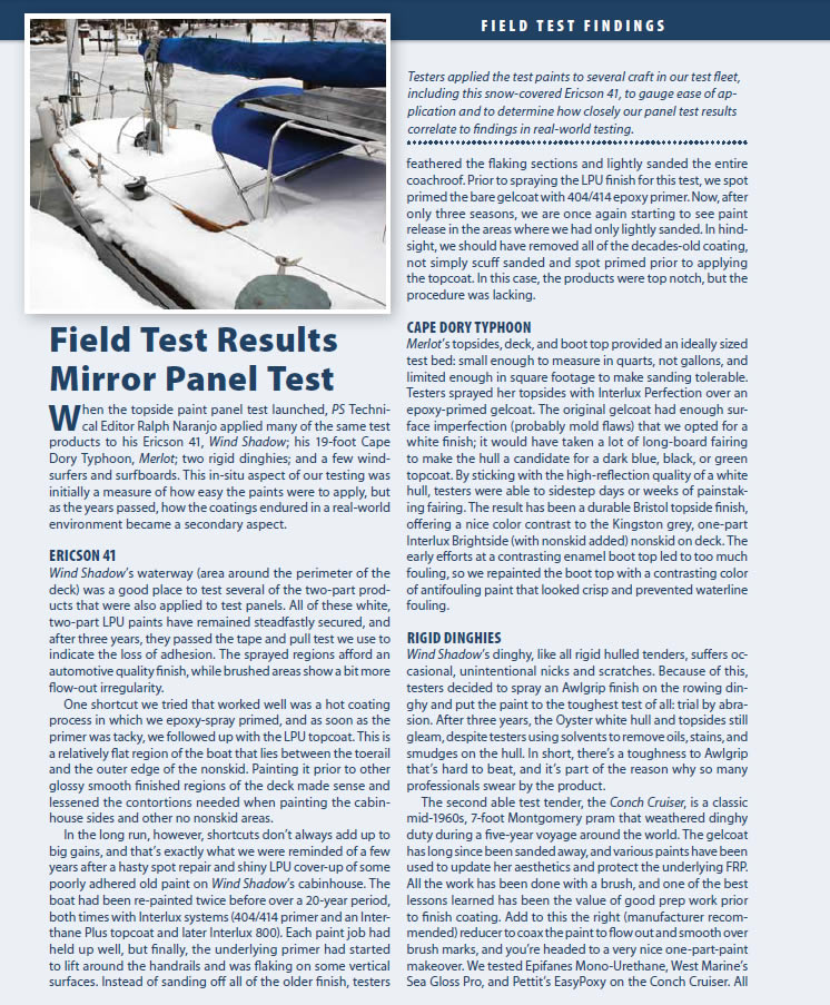 Topside-Paint Endurance Test 3-Year Checkup