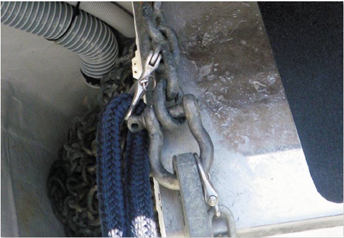 This anchor is using a correctly installed bow shackle that needs to be moused. (Photo/ Jonathan Neeves)