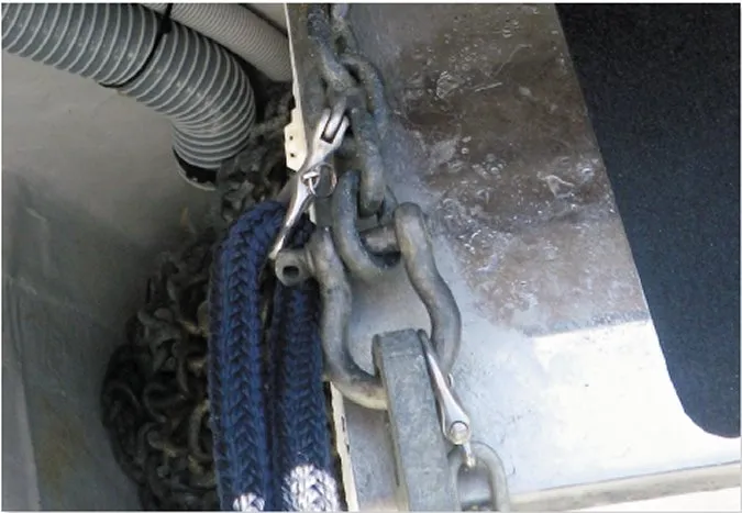 This anchor is using a correctly installed bow shackle that needs to be moused. (Photo/ Jonathan Neeves)