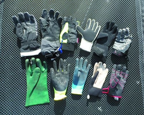 collection of winter gloves