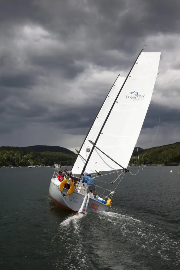 sailboat with sail down