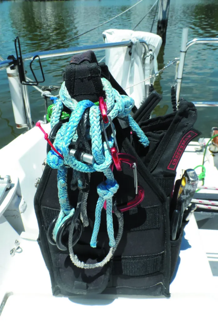 9. we keep an assortment of soft shackles, slings, carabiners, and low friction rings on and in our tool bag, just for contingencies