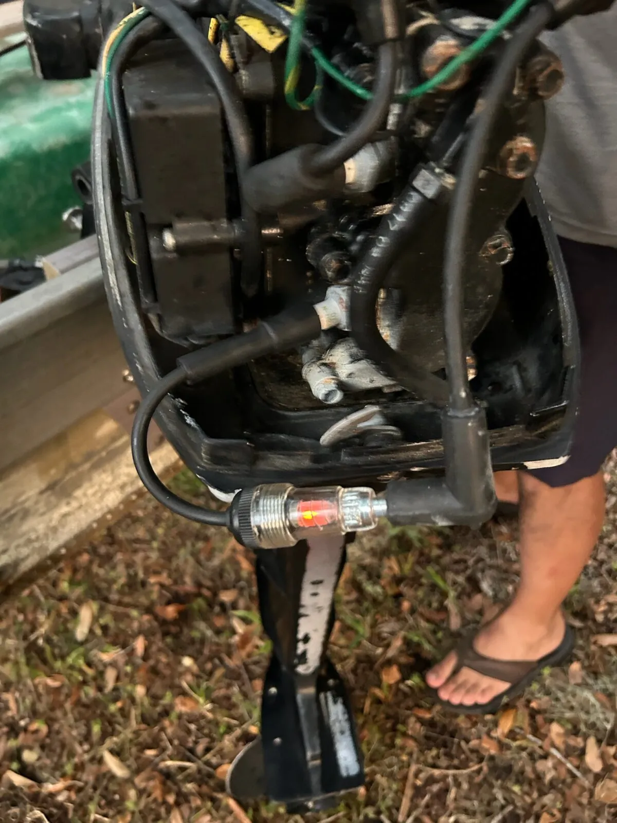 Dinghy Outboard Diagnostics When starting lights up the tester, that means your spark plug is good. (Photo/ David Corrao)