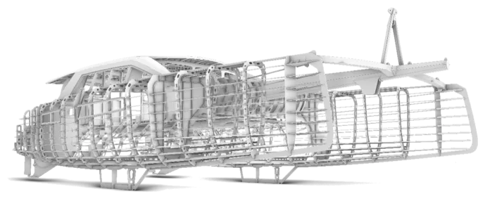 CNC cut structures of Delos Explorer 53. Image courtesy of De Villiers Marine Design.