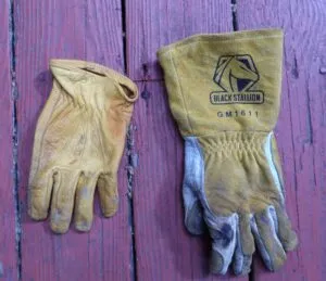 We're not anti-leather, they are great for welding. Be aware that if you store them onboard in warm, damp conditions, they can develop a mold that will deteriorate the leather. (Photo/ Drew Frye)