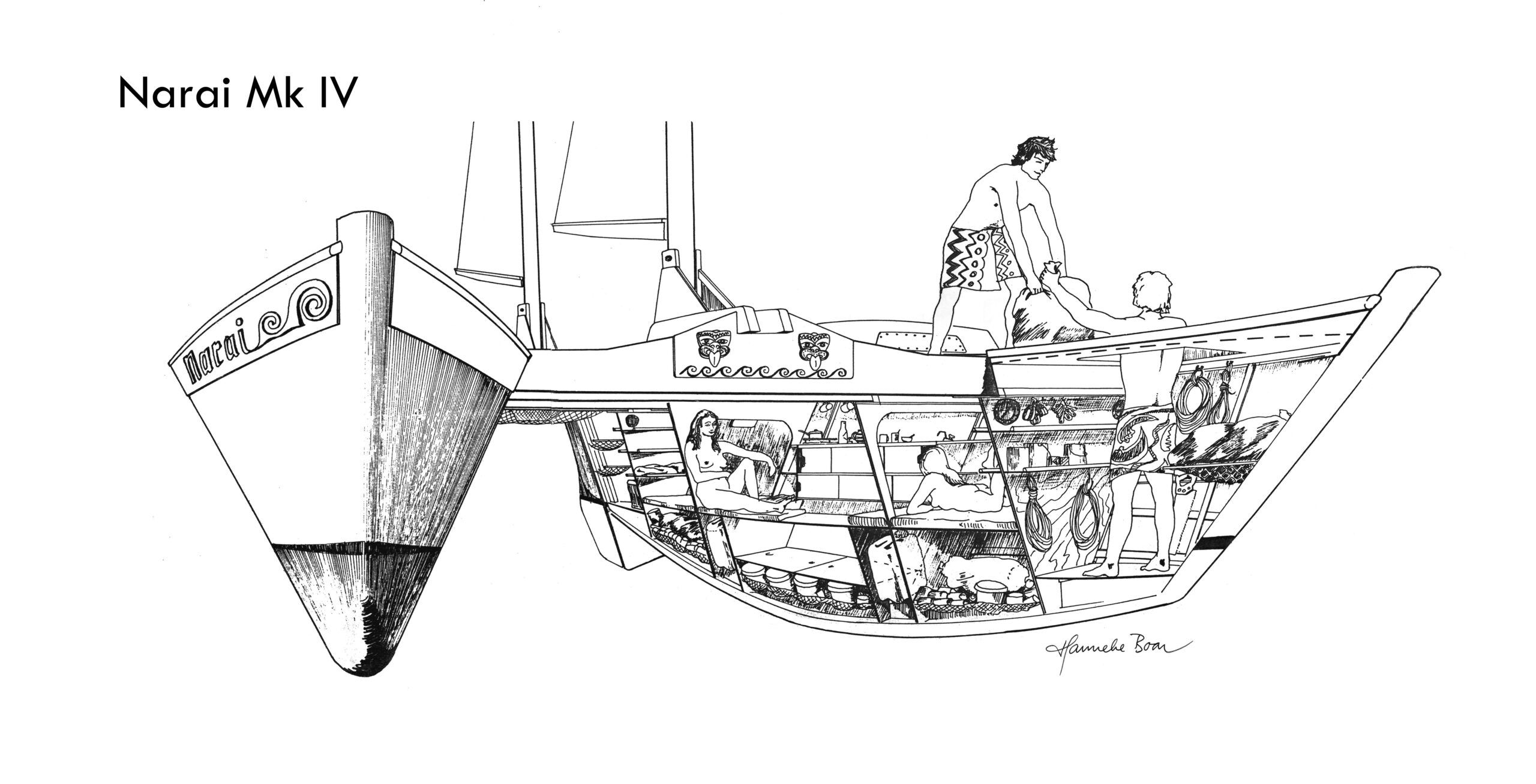 Illustration of the Narai Mk IV by Hanneke Boon. Courtesy of Wharram Designs. 