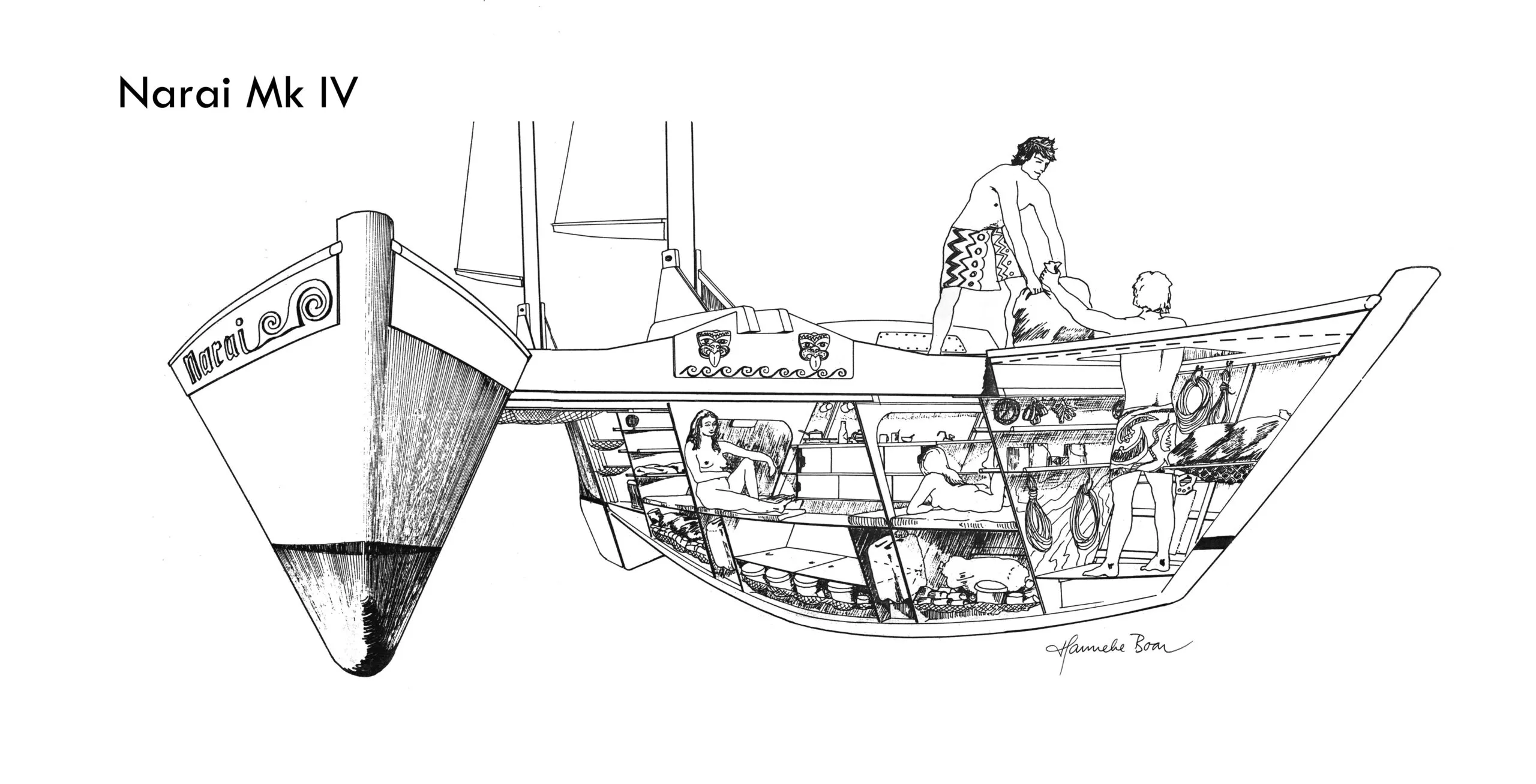 Illustration of the Narai Mk IV by Hanneke Boon. Courtesy of Wharram Designs. 