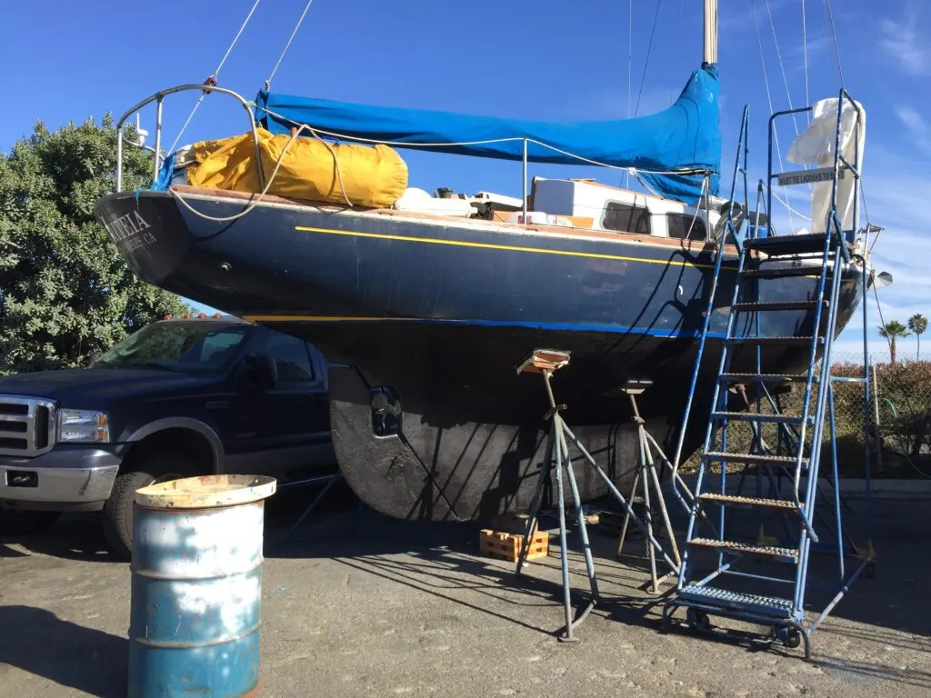 The refit was done slowly over 4 years. However, James was only in the Ventura Harbor Boatyard for 3 weeks or so. (Photo/ James Frederick)