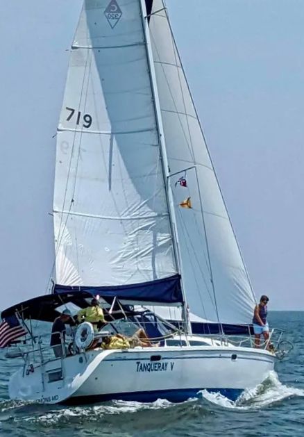 The Catalina 320's well-balanced helm offers sporty functionality with an affordable production-boat price tag. Photo courtesy of Yacht World.