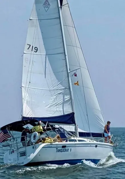 The Catalina 320's well-balanced helm offers sporty functionality with an affordable production-boat price tag. Photo courtesy of Yacht World.