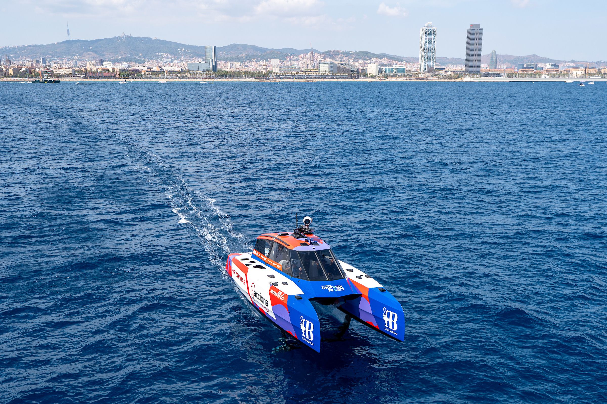 13 m Chase Zero boat. August 30, 2024. Race Day 2 of the Louis Vuitton Cup. (Photo/ Ian Roman/ America's Cup)