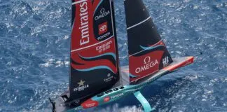 New Zealand Emirates race in the Louis Vuitton Preliminary Regatta on 25 August 2024. (Photo/ Ian Roman/ America's Cup)