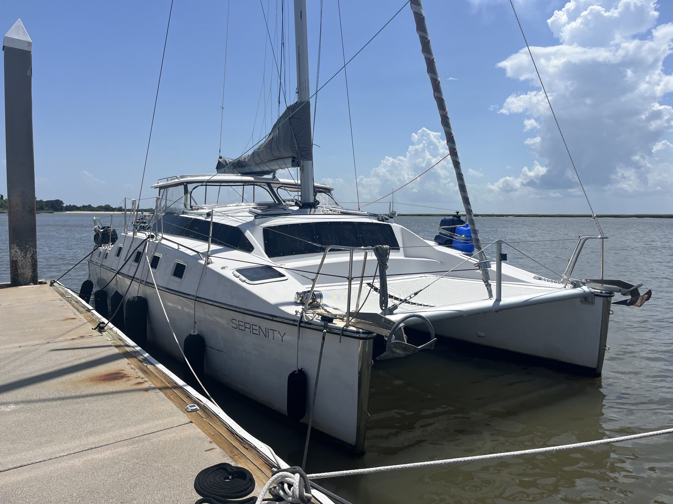 This spot at the south end of the Jekyll Harbor Marina facedock was delightful at $19 per foot per month. There were regularly manatees and dolphins off the stern. (Photo/ Alex Jasper)