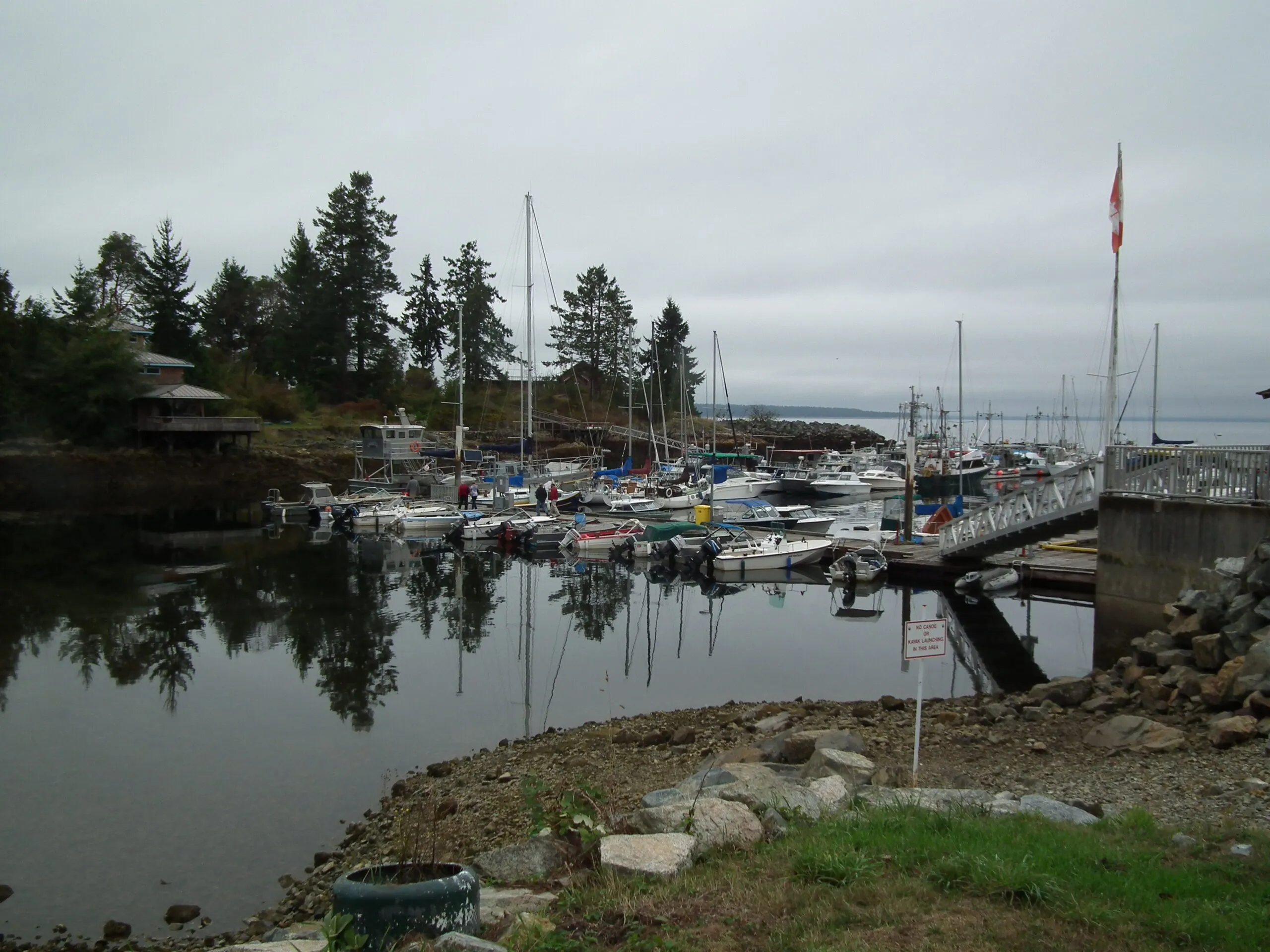 Lund Small Craft Harbour at low tide. Large tidal changes cause strong currents in the PNW, make sure you're aware of how the tides and currents impact your route. (Photo/ Roland Stockham)