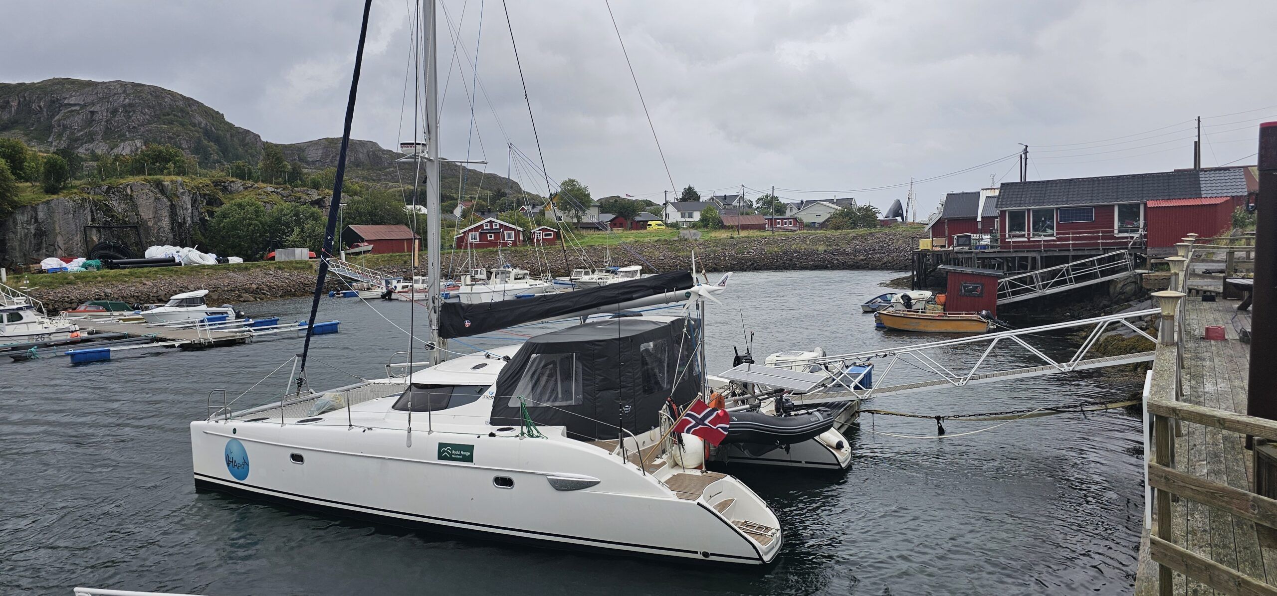 Haftor is a 20 year old Fontaine Pajot Lavezzi, outfitted with solar and a wind generator so the sailors can live offgrid for weeks at a time. (Photo/ Birger Haftor Nilsen)