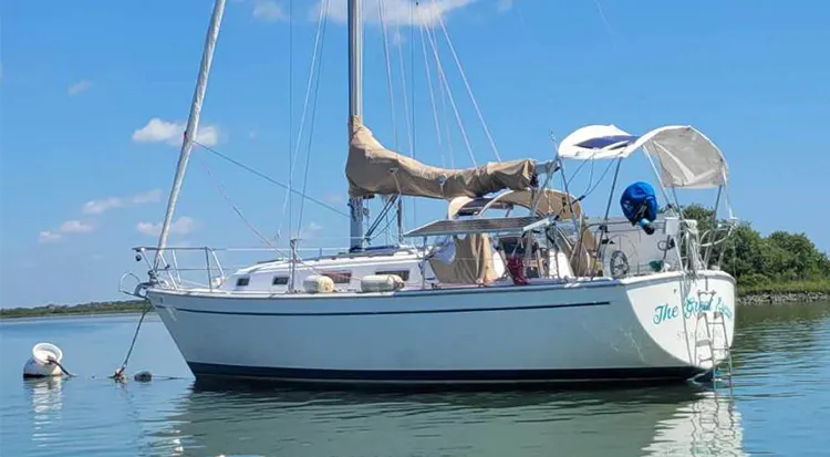 Owners commend the Pearson 303 for being "built like a tank," but note that the cockpit is small. However, if you care more about interior space, the Pearson 303 delivers. Photo courtesy of St. Augustine Sailing.