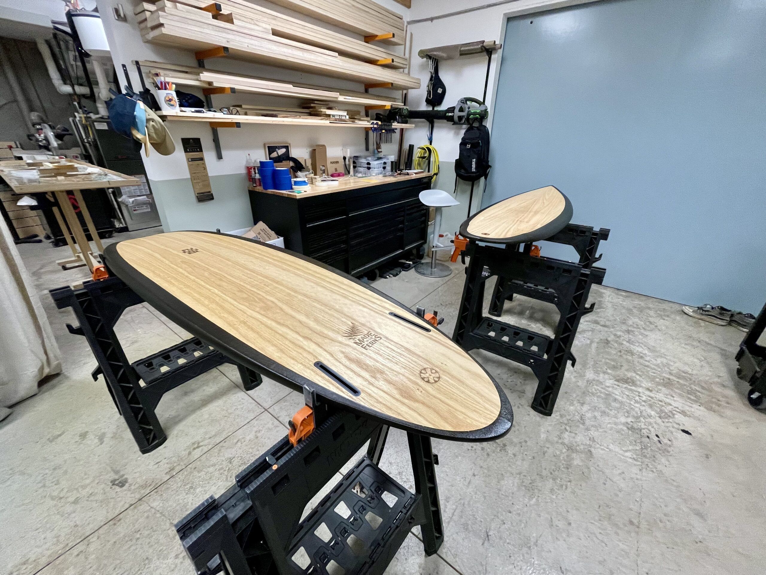 Surfboards finished with Change Climate 100 percent bio epoxy resin. (Photo/ Change Climate)