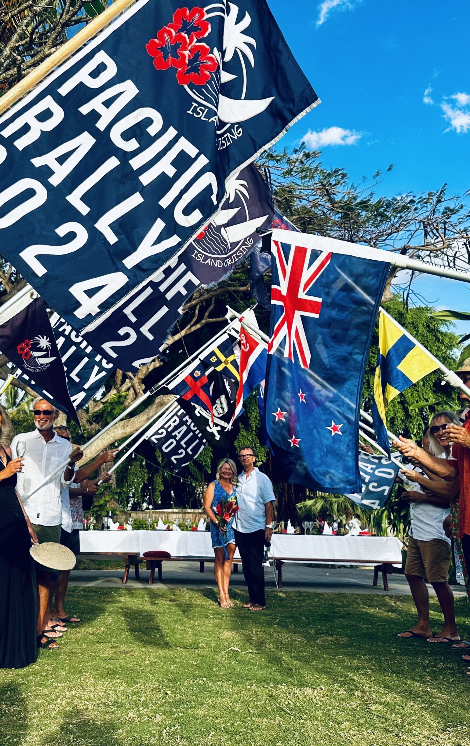 A wedding celebration as part of the Pacific Rally 2024. You never know when you'll need to give an unexpected gift! Pack accordingly, chocolate is usually a safe bet. (Photo/ Viki Moore)