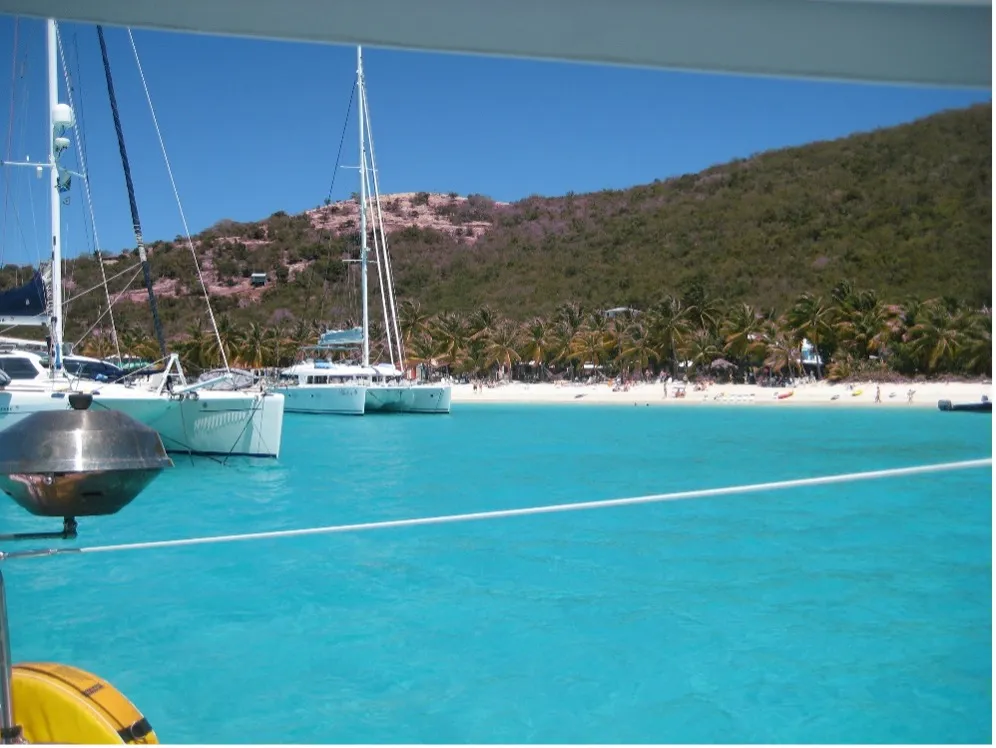 Anchored in one of the many picturesque beaches in the BVIs, White Bay on Jost Van Dyke. (Photo/ Marc Robic)