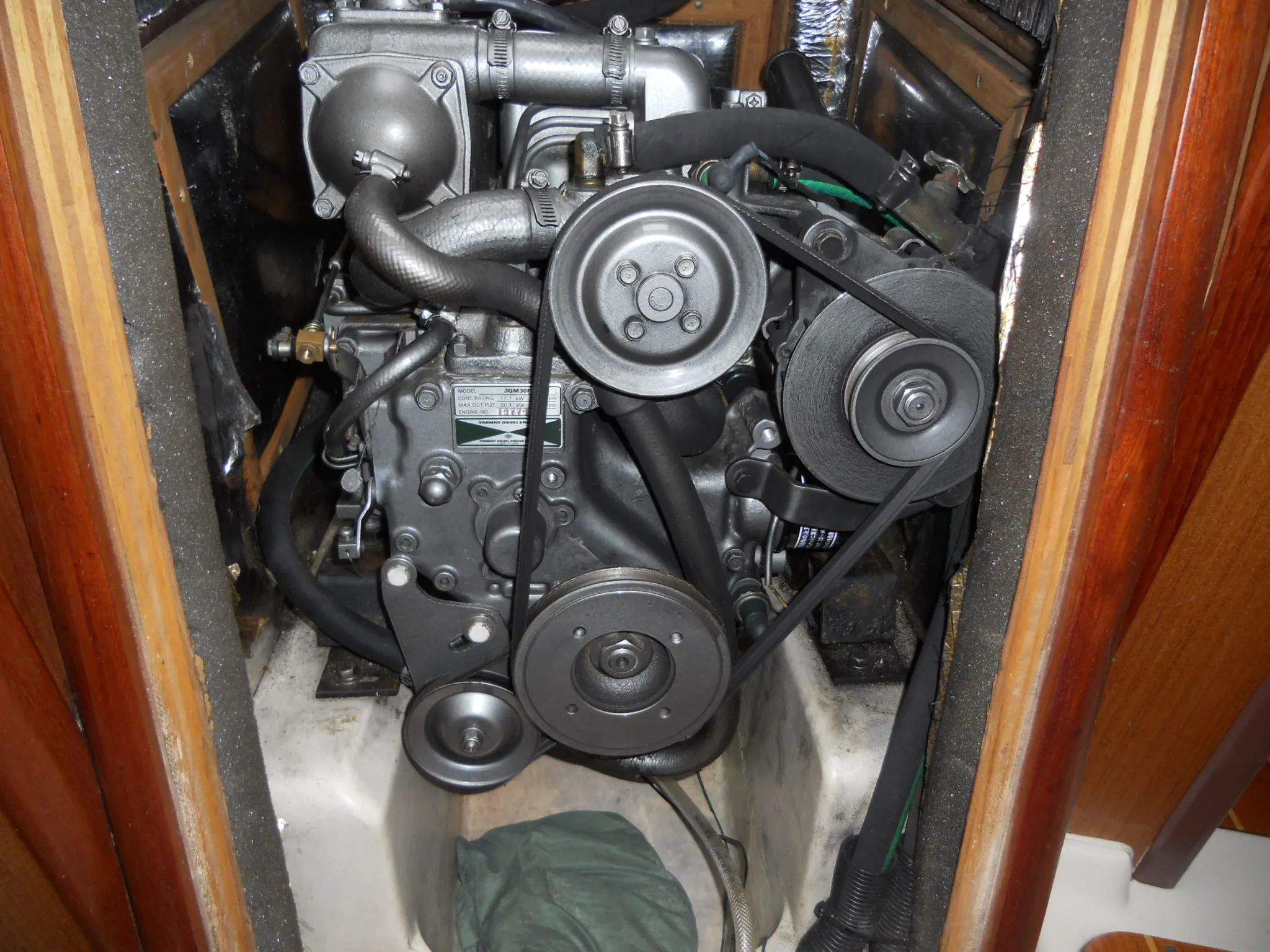 A 1997 Hunter 34 owner's pride shines on this meticulous Yanmar 3GM30F diesel engine. Usually, the rest of the vessel is in the same condition. (Photo/ Ray Ville)