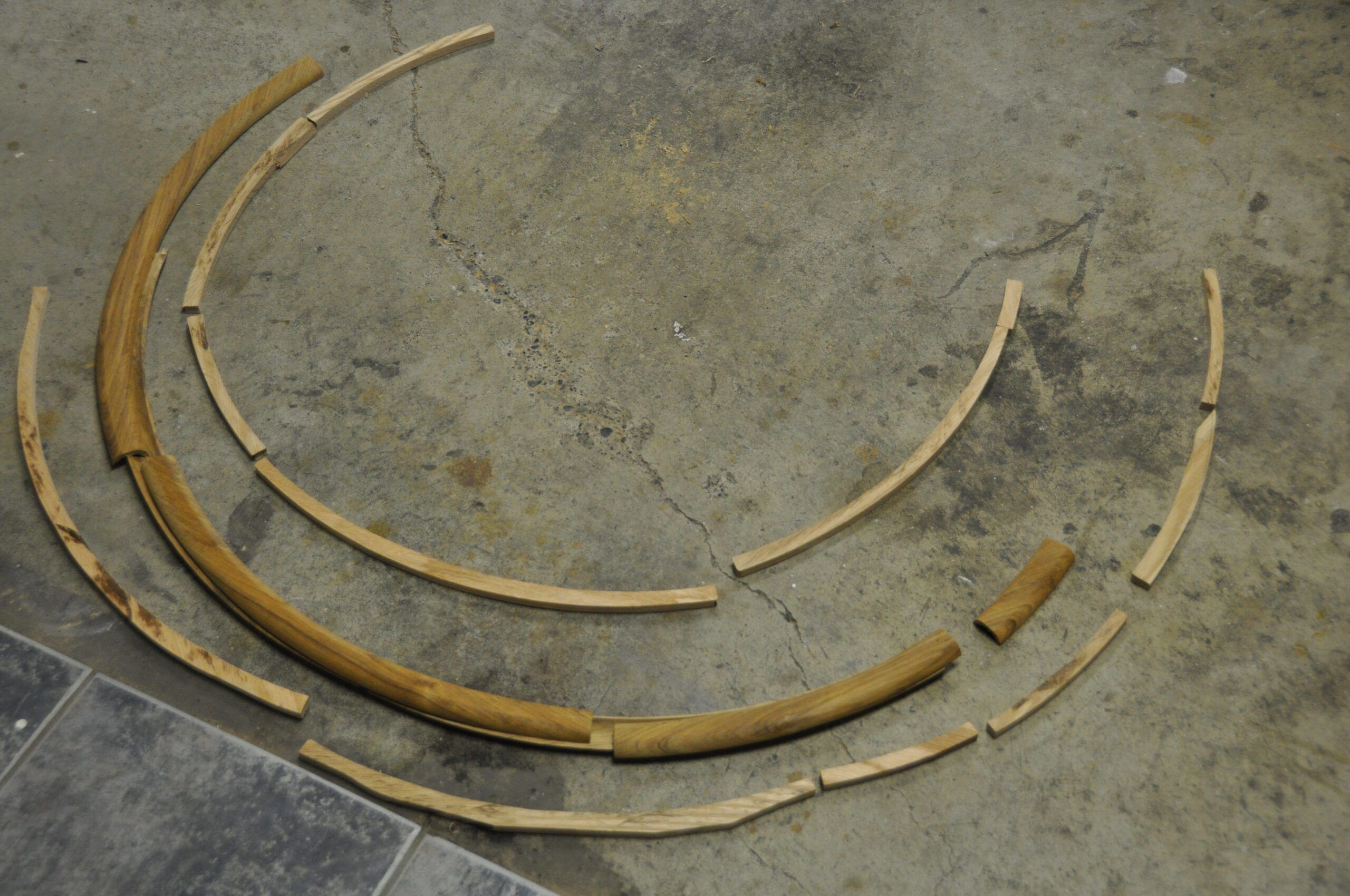 Laying out the different wood pieces before assembly. (Photo/ Bert Vermeer)