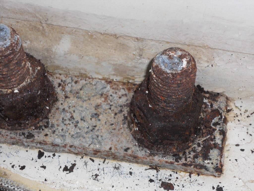 To keep your keel bolts in good condition, always keep the bilge dry. It also helps to apply a lubricant such as grease to keep moisture away. Once the bolts are rusted and show too much wear, like those in this photo, the keel needs to be dropped, and the bolts replaced. It's a very big and expensive job. This sailboat is a Jeanneau and they are known for having keel bolt issues. (Photo/ Ray Ville)