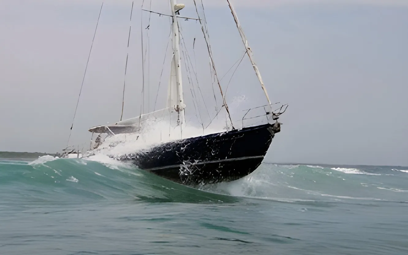 Precious Metal safely going over the bar into Bahia del Sol, El Salvador after being hit by lightning. (Photo/ Pamela Bendall)