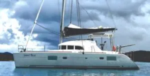 Saint Blue, a 2019 Lagoon 38 catamaran, booked with BVI Yacht Charters for 10 days. Catamarans are a great choice if you decide to invite friends. (Photo/ Marc Robic)