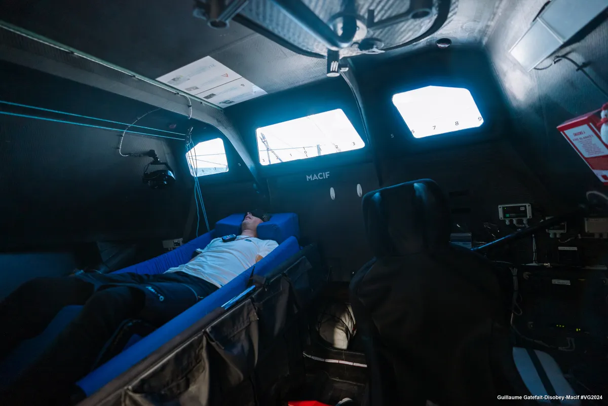 LORIENT, FRANCE - SEPTEMBER 13, 2024 : MACIF Santé Prévoyance skipper Charlie Dalin (FRA) is pictured training on September 13, 2024 off Lorient, France - (Photo/ Guillaume Gatefait-Disobey-Macif)