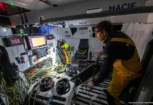 Vendée Globe Technology for the Everest of the Seas LORIENT, FRANCE - OCTOBER 7, 2024 : MACIF Santé Prévoyance skipper Charlie Dalin (FRA) is pictured training on October 7, 2024 in Lorient, France - (Photo/ Ronan Gladu / Disobey / Macif)