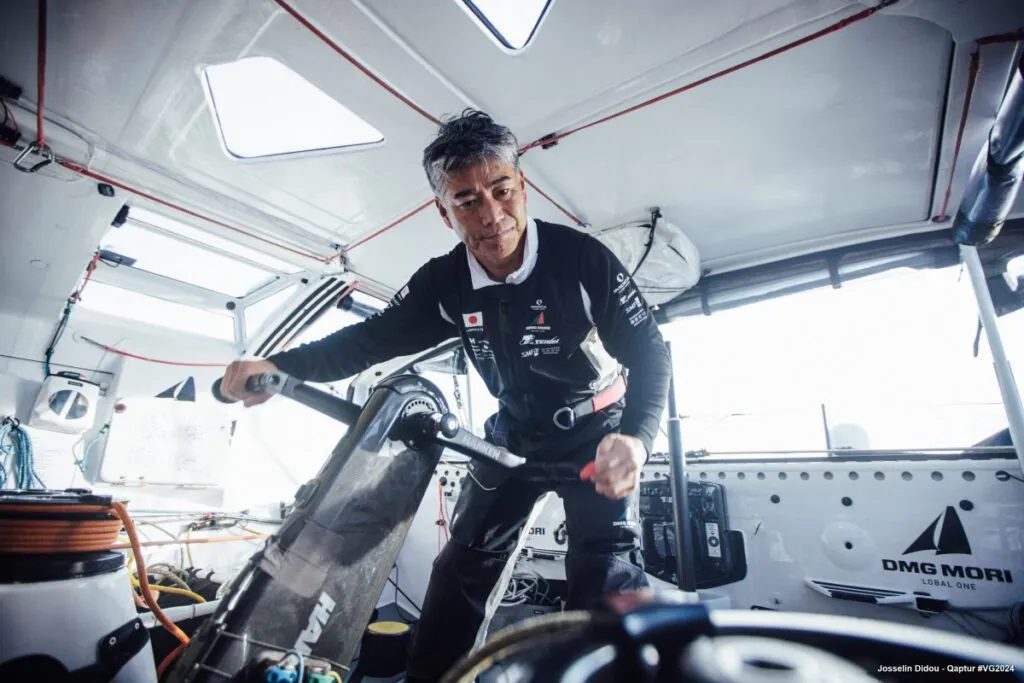 LORIENT, FRANCE - OCTOBER 10, 2024 : DMG MORI Global One skipper Kojiro Shiraishi (JAP) is pictured on October 10, 2024 off Lorient, France - (Photo/ Josselin Didou - Qaptur / DMG MORI Global One)