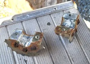 Although the anodes looked in good shape, the conductivity test confirmed they need attention. By simply removing them, sanding and cleaning the interior surface and prop shaft, proper conductivity was restored. (Photo/ Marc Robic)