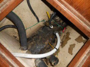 This bilge is not only wet but also has oil. The keel bolts cannot be inspected and will be mentioned in the survey report. The oil leak is a separate issue. (Photo/ Ray Ville)