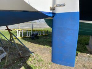 A second-generation Tanzer 22 class-approved racing rudder was found on eBay for less than $300. (Photo/ Doug Henschen)