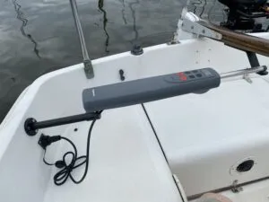 Crucial upgrades for single-handed sailing included a Raymarine Tillerpilot and Andersen self-tailing winches. (Photo/ Doug Henschen)
