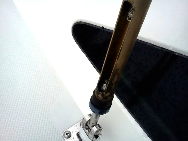 This turnbuckle needing cotter pins prior to sailing. (Photo/ Ray Ville)