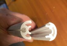 The Schaefer SnapFurl CF-500 furling system has a two-piece PVC luff foil, which snaps together over the forestay. The author discovered the plastic extrusion to be prone to twisting, particularly when reefing or furling the sail in high winds. (Photo/ Doug Henschen)