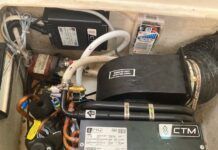 Where Credit Is Due: Citimarine Air Conditioner Customer Service 16,000 BTU Citimarine AC unit installed to replace a Dometic unit. Dometic did not have a replacement available due to supply-chain issues as a result of the pandemic. (Photo/ Phil Decker)