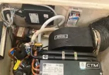 Where Credit Is Due: Citimarine Air Conditioner Customer Service 16,000 BTU Citimarine AC unit installed to replace a Dometic unit. Dometic did not have a replacement available due to supply-chain issues as a result of the pandemic. (Photo/ Phil Decker)