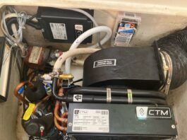 Where Credit Is Due: Citimarine Air Conditioner Customer Service 16,000 BTU Citimarine AC unit installed to replace a Dometic unit. Dometic did not have a replacement available due to supply-chain issues as a result of the pandemic. (Photo/ Phil Decker)