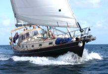 Island Packet has earned a reputatioin for crafting stout, seaworthy passagemakers that will grace any anchorage. Courtesy of Yachtworld.com