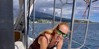 Brione filling cylinders on Indioko, a Leopard 47 catamaran. (Photo/ Red Seas)