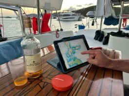 Using the Solis Lite mobile hotspot in the BVIs to access secure Wi-Fi. (Photo/ Marc Robic)