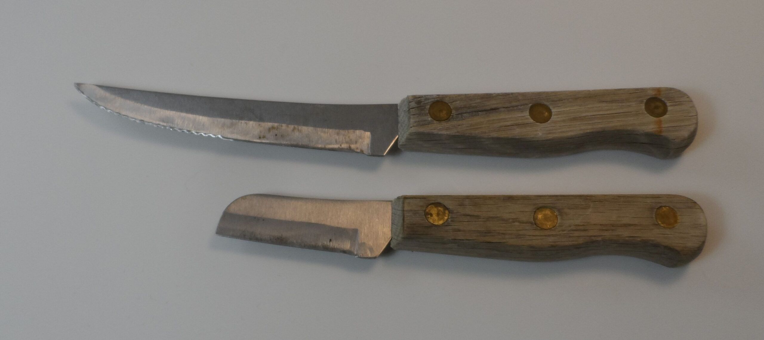 Sailmaker’s knife. There is no need for a knife in your kit to fold, and a fixed blade with a wooden handle fits better in the hand. Grinding a perfect knife from a retired but quality kitchen knife takes only a few minutes. (Photo/ Drew Frye)