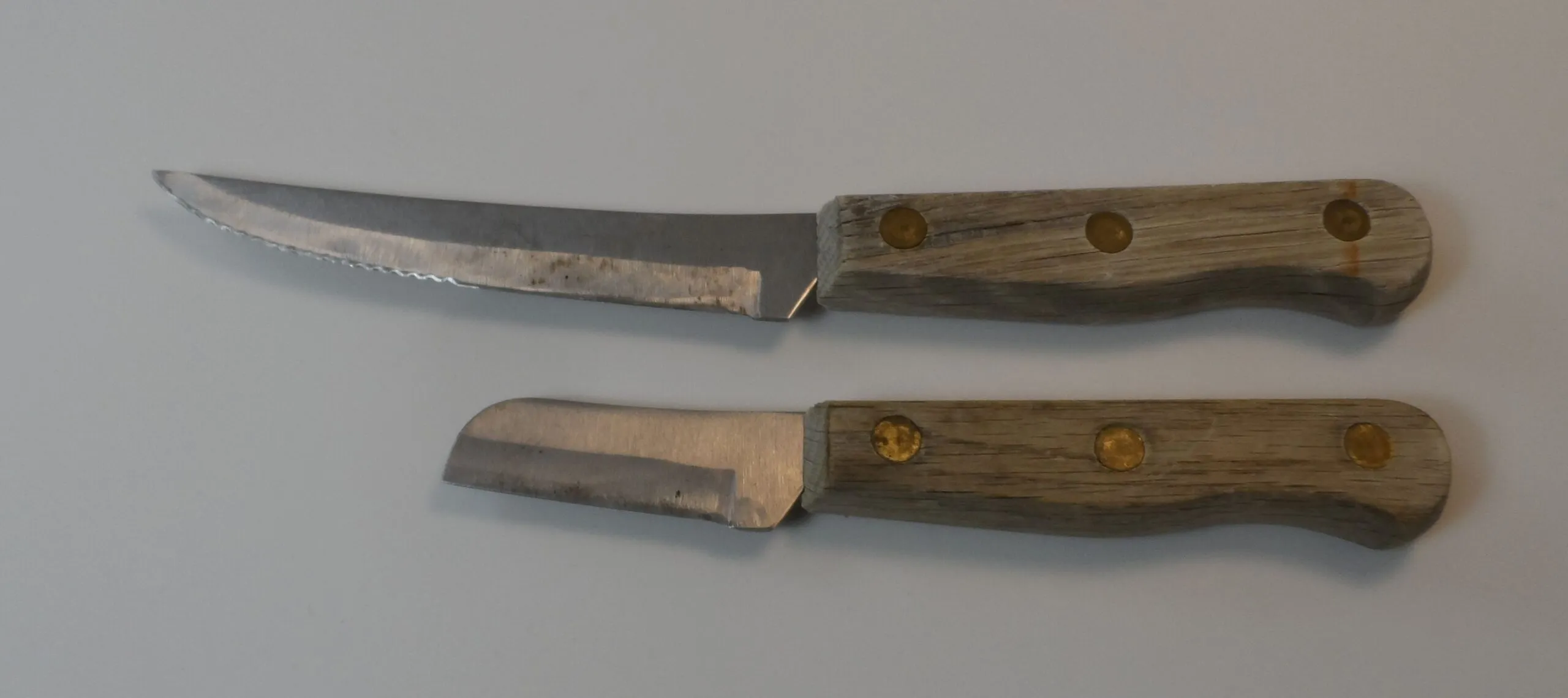 Sailmaker’s knife. There is no need for a knife in your kit to fold, and a fixed blade with a wooden handle fits better in the hand. Grinding a perfect knife from a retired but quality kitchen knife takes only a few minutes. (Photo/ Drew Frye)