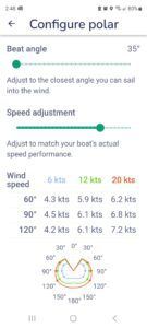 Configure your boat's polar stats. 